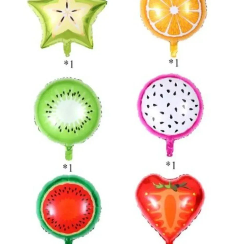 6 PIECE FRUIT SHAPED BALLOON SET